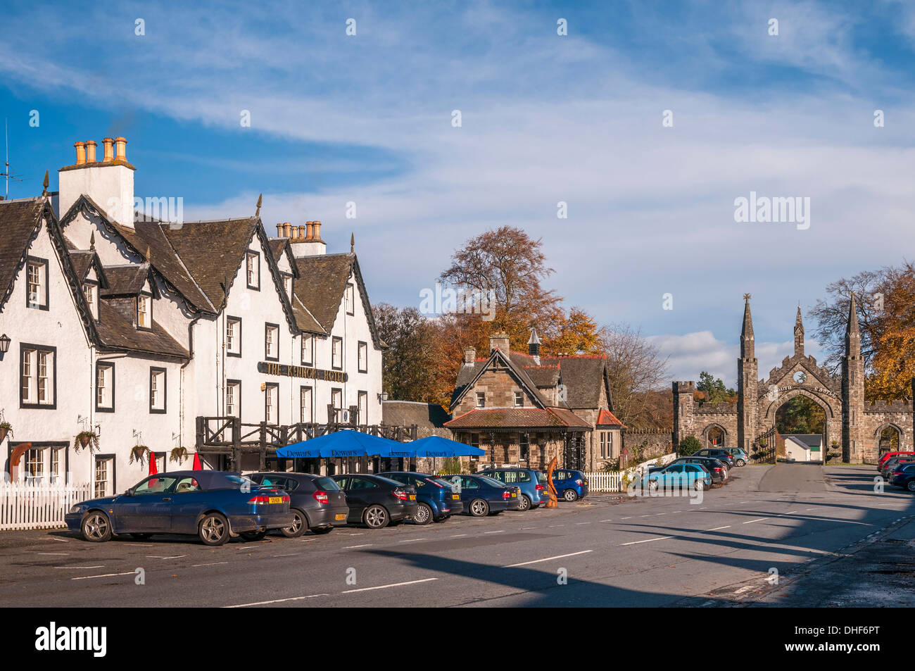The village of Kenmore at the head of the river Tay on Loch Tay Perthshire Stock Photo Alamy