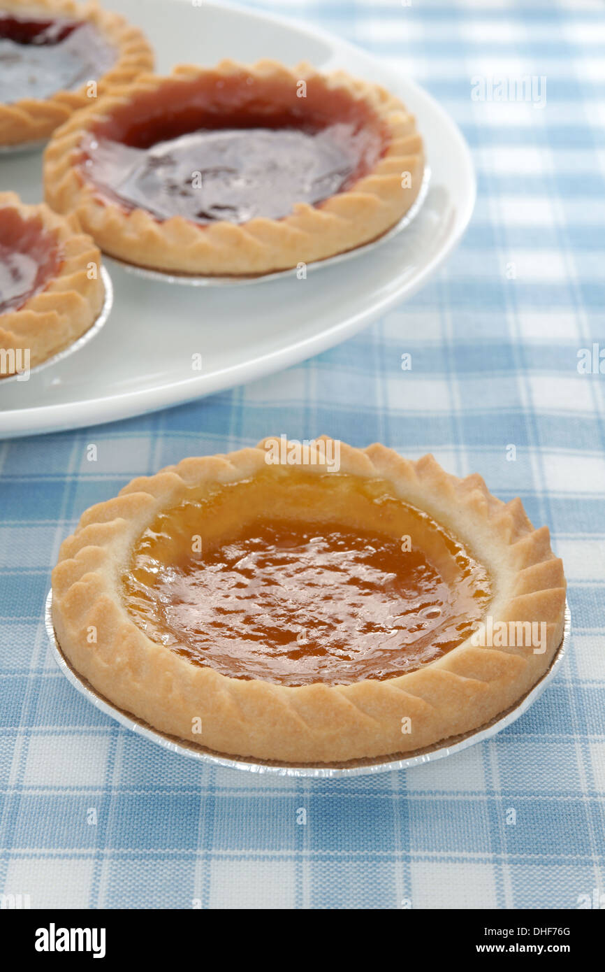 Apricot jam tart and other tarts Stock Photo