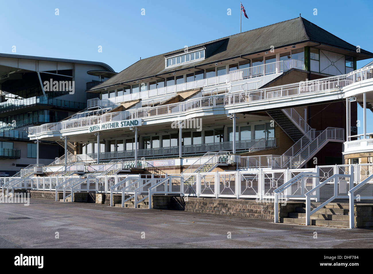 The Queen Mother stand at Aintree racecourse in Liverpool home of the Grand National Stock Photo