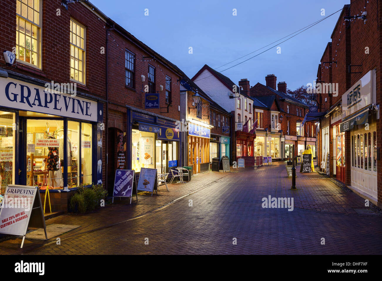 Deserted shopping street in Nantwich town centre Stock Photo