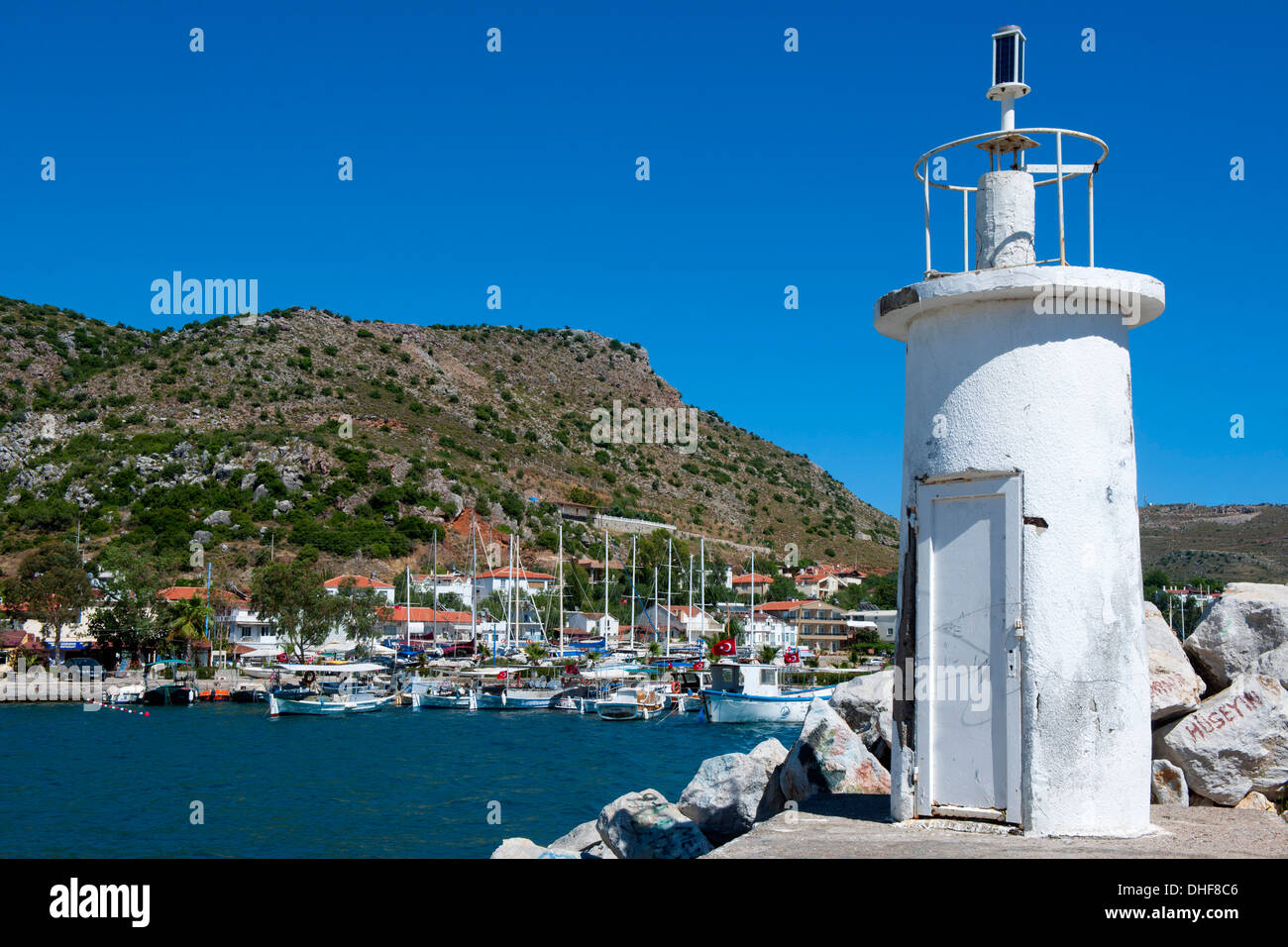 Türkei, Provinz Mugla, Bozburun-Halbinsel, Bozburun, Stadtansicht mit Hafen Stock Photo