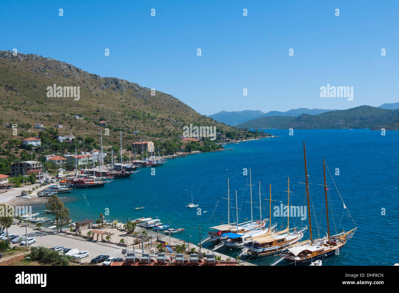 Türkei, Provinz Mugla, Bozburun-Halbinsel, Bozburun, Bucht vor der Ortsmitte Stock Photo