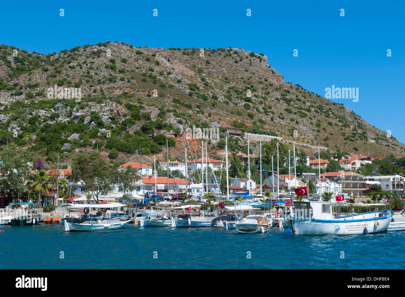 Türkei, Provinz Mugla, Bozburun-Halbinsel, Bozburun, Stadtansicht mit Hafen Stock Photo