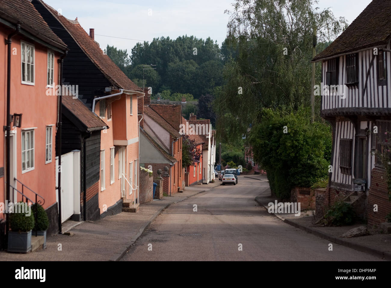 Kersey, Suffolk, a view of the colourful houses Stock Photo Alamy