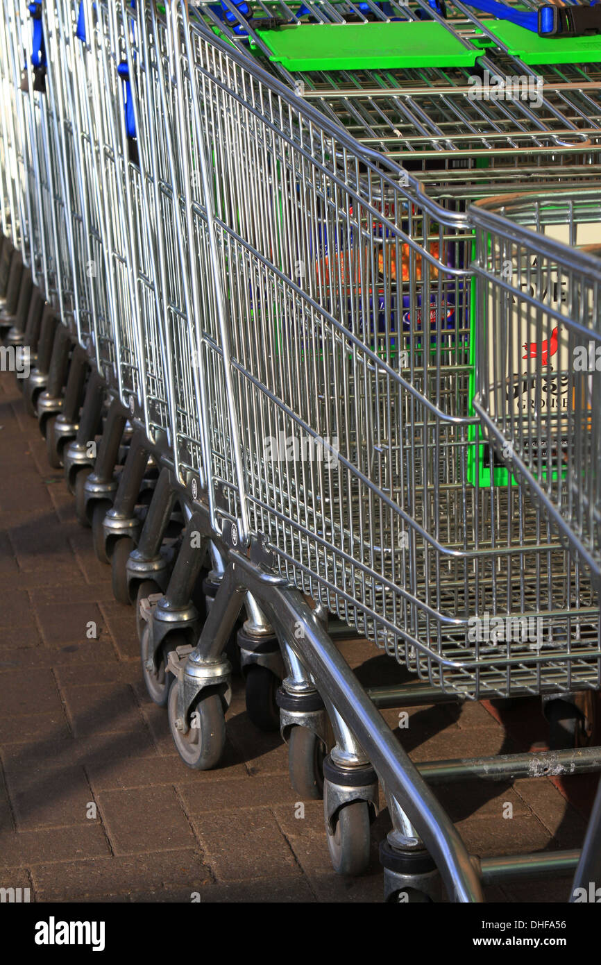 Asda Supermarket Shopping Basket Trolleys Stock Photos & Asda