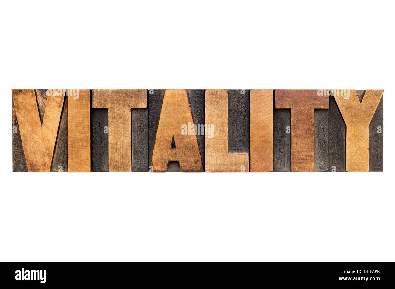 vitality word - isolated text in letterpress wood type Stock Photo