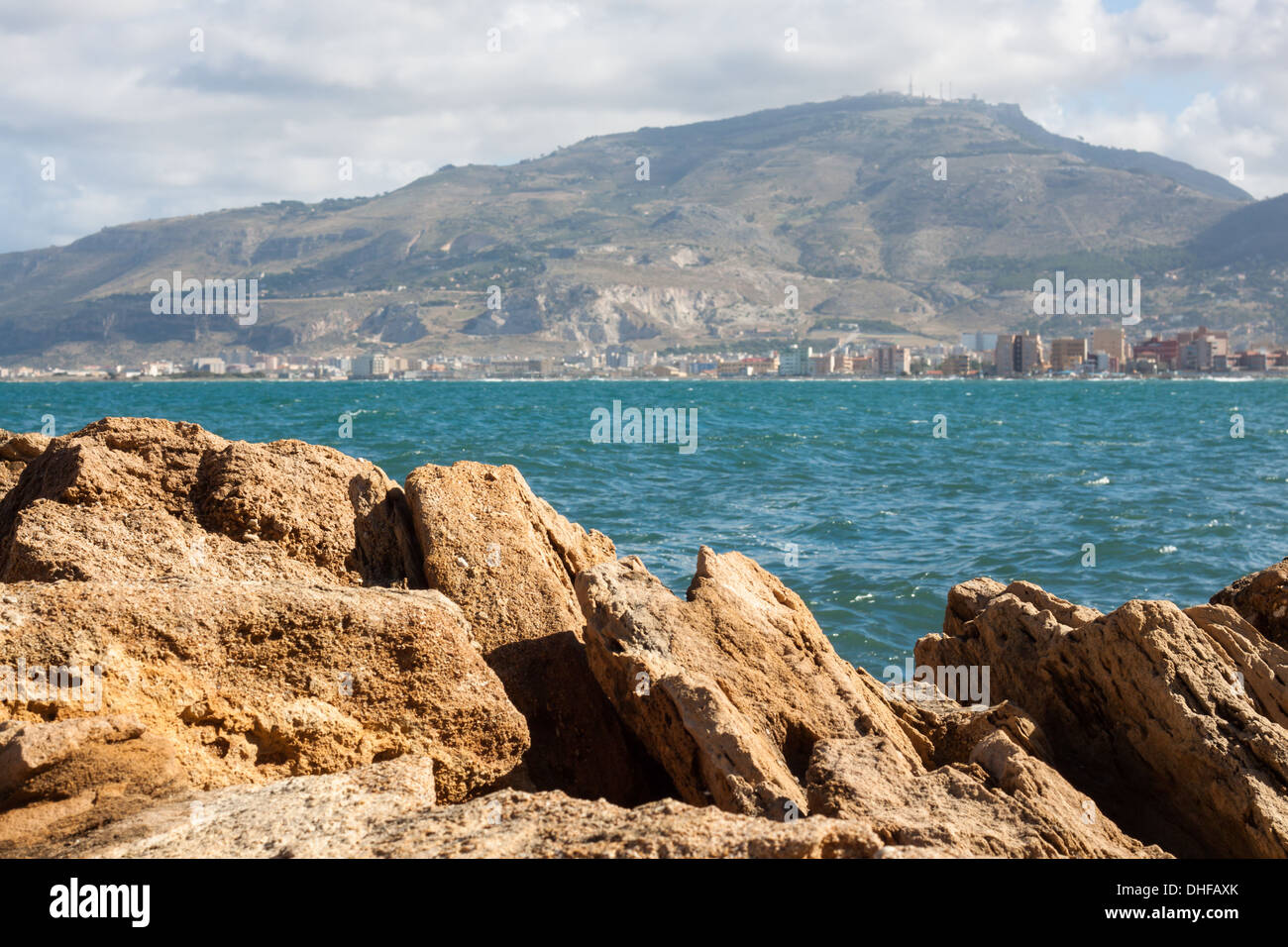 sea, mountain, rocks, stones, day, blue Stock Photo
