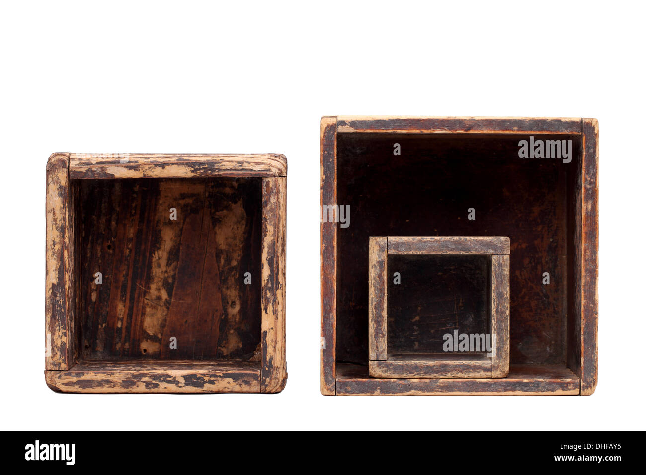 old wooden box isolated on white background Stock Photo