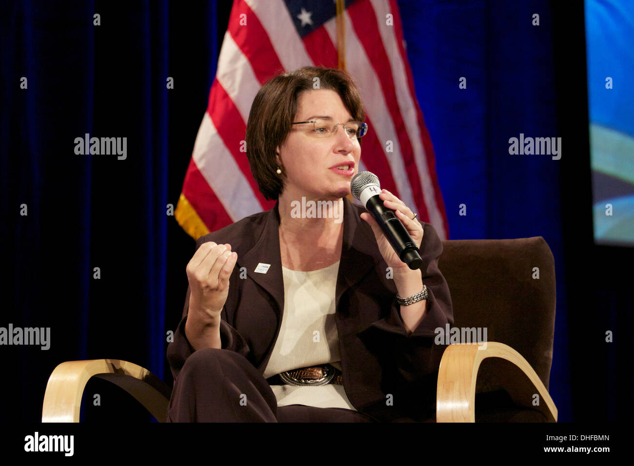U.S. Senator Amy Klobuchar on panel at Women's Leadership Forum October 2008 Stock Photo