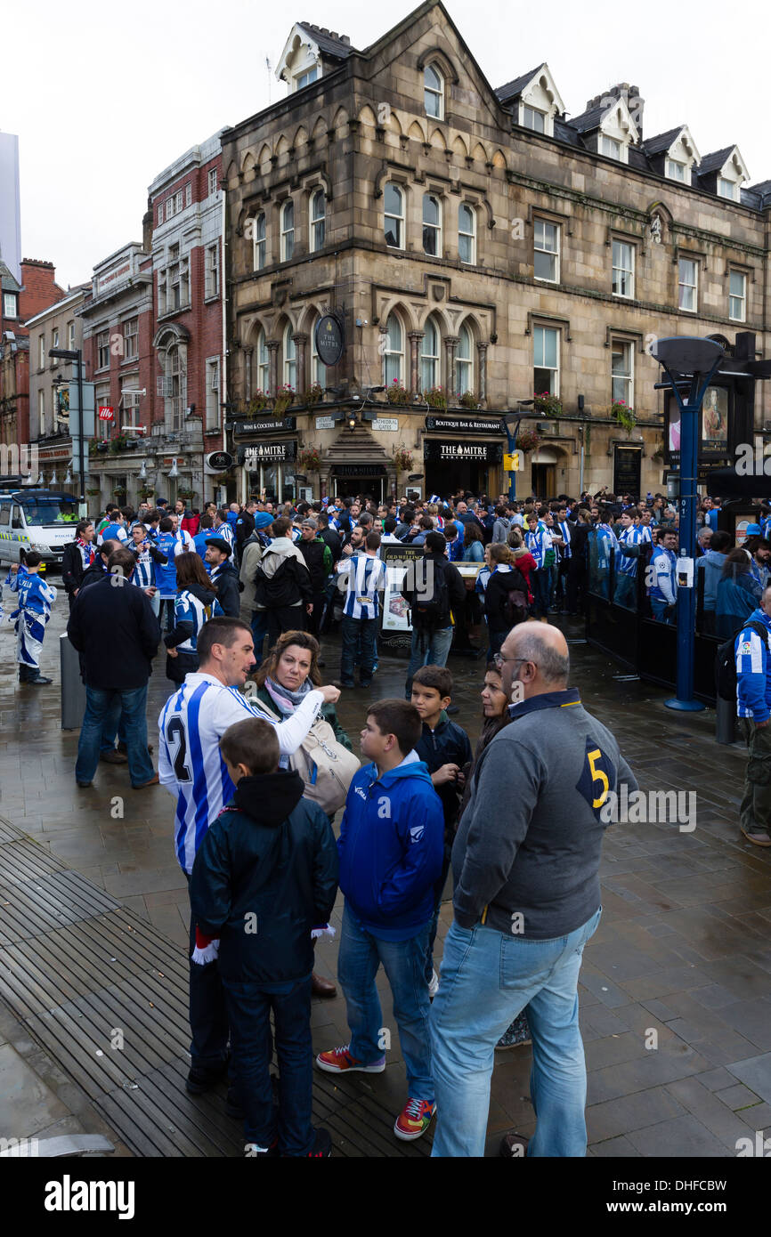 Fans of Real Sociedad in Manchester City Centre before their teams  Champions League group game against Manchester United Stock Photo - Alamy