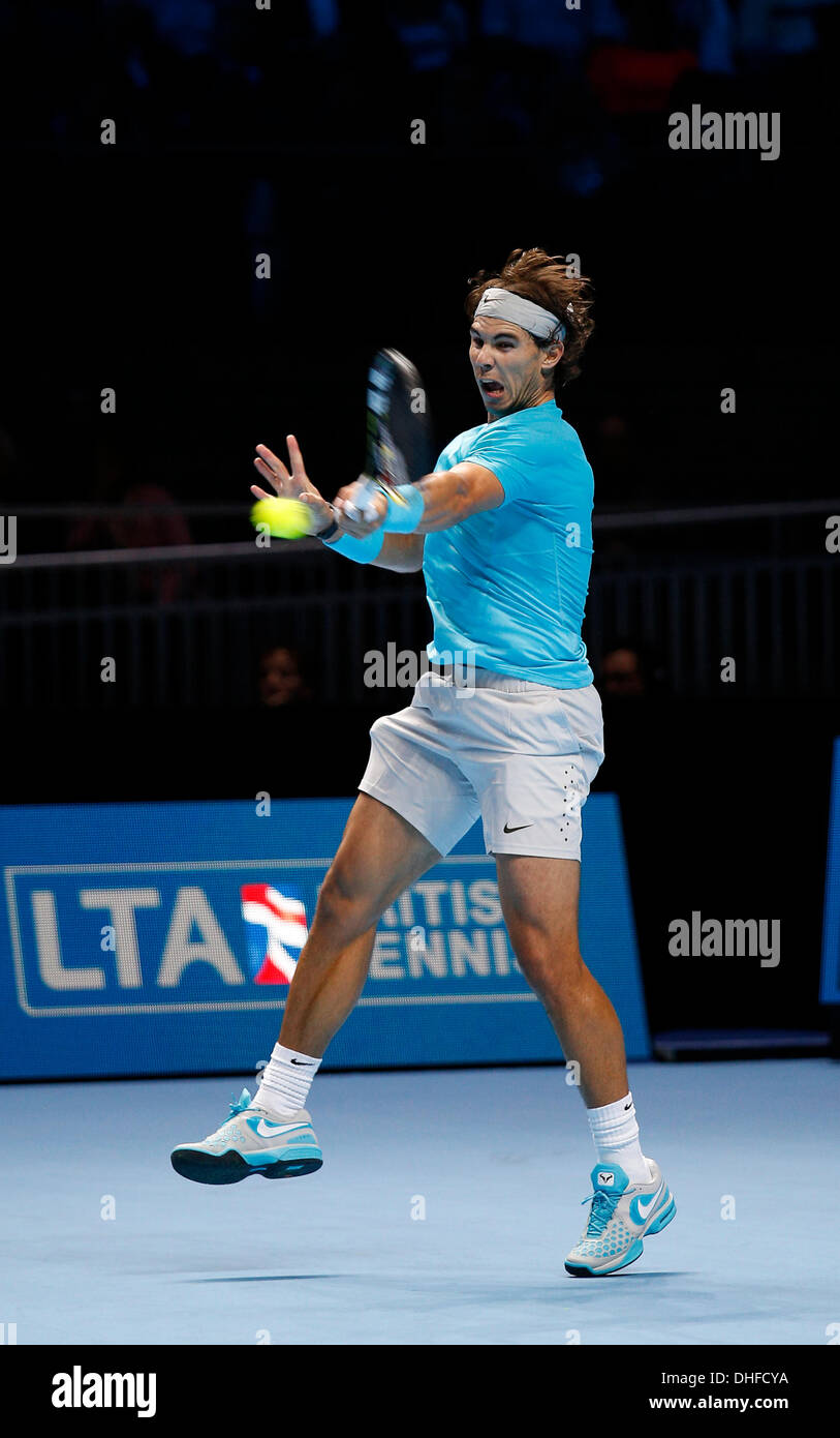 London, UK. 08th Nov, 2013. Rafael Nadal (ESP) defeats Tomas Berdych (CZE) by a score 6-4, 1-6, 6-3 during day five of the Barclays ATP World Tour Finals from the O2 Arena. © Action Plus Sports/Alamy Live News Stock Photo