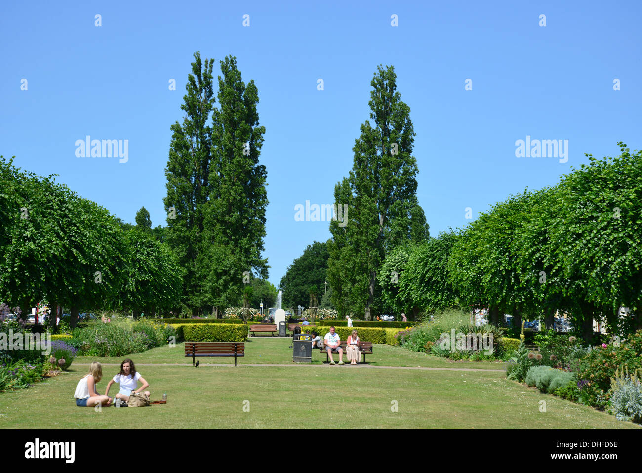 The Parkway Gardens in centre of Welwyn Garden City, Hertfordshire
