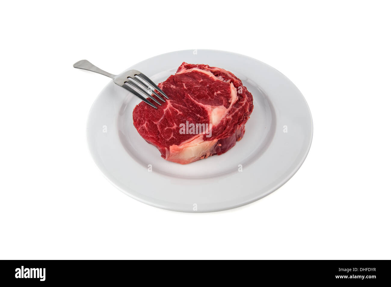 steak with twig of rosemary isolated Stock Photo
