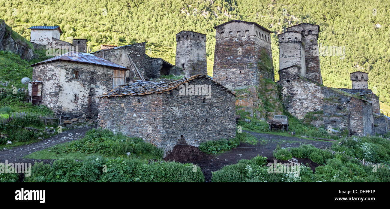 old village on caucasus mountain Stock Photo