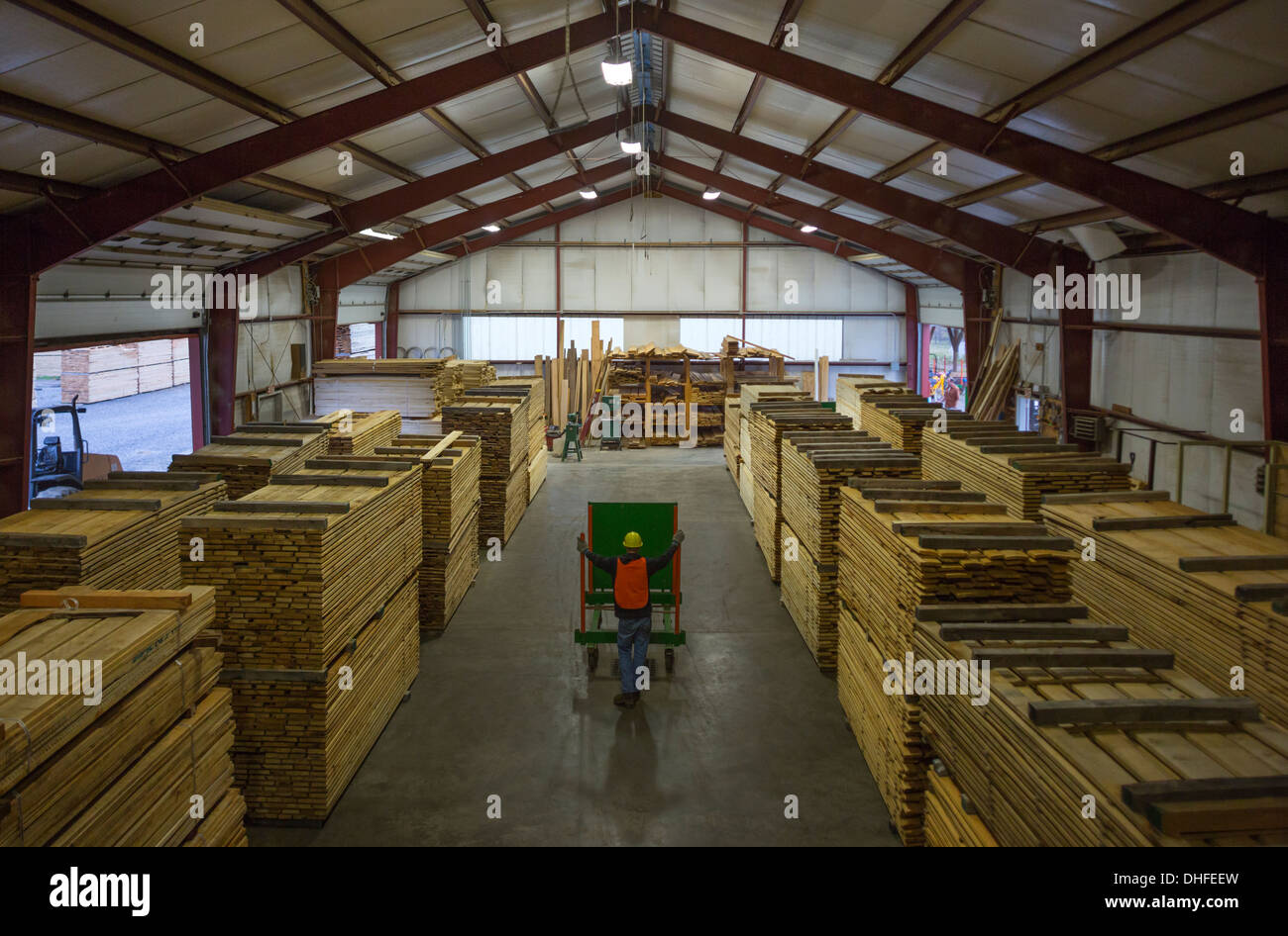 ROWS OF WOOD PALETTES WAREHOUSE WINDRIVER WOODWORKS LUMBER YARD