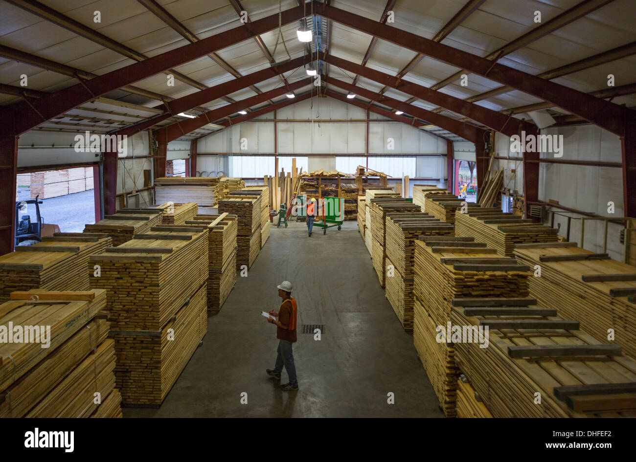 ROWS OF WOOD PALETTES WAREHOUSE WINDRIVER WOODWORKS LUMBER YARD JEFFERSON COUNTY PENNSYLVANIA