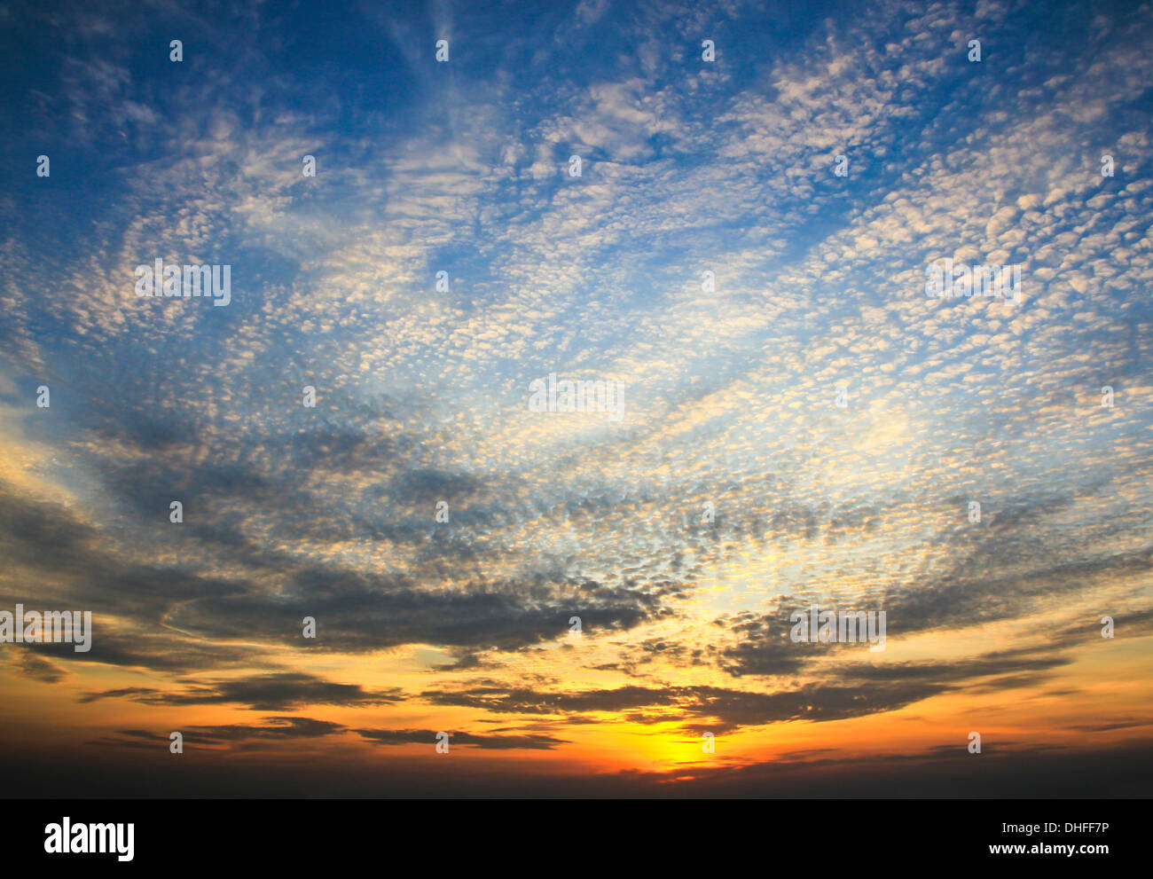 Dramatic sunset sky with clouds Stock Photo