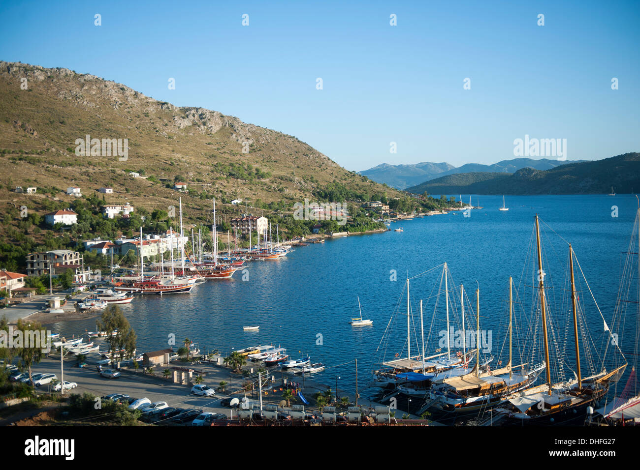 Türkei, Provinz Mugla, Bozburun-Halbinsel, Bozburun, Bucht vor der Ortsmitte Stock Photo