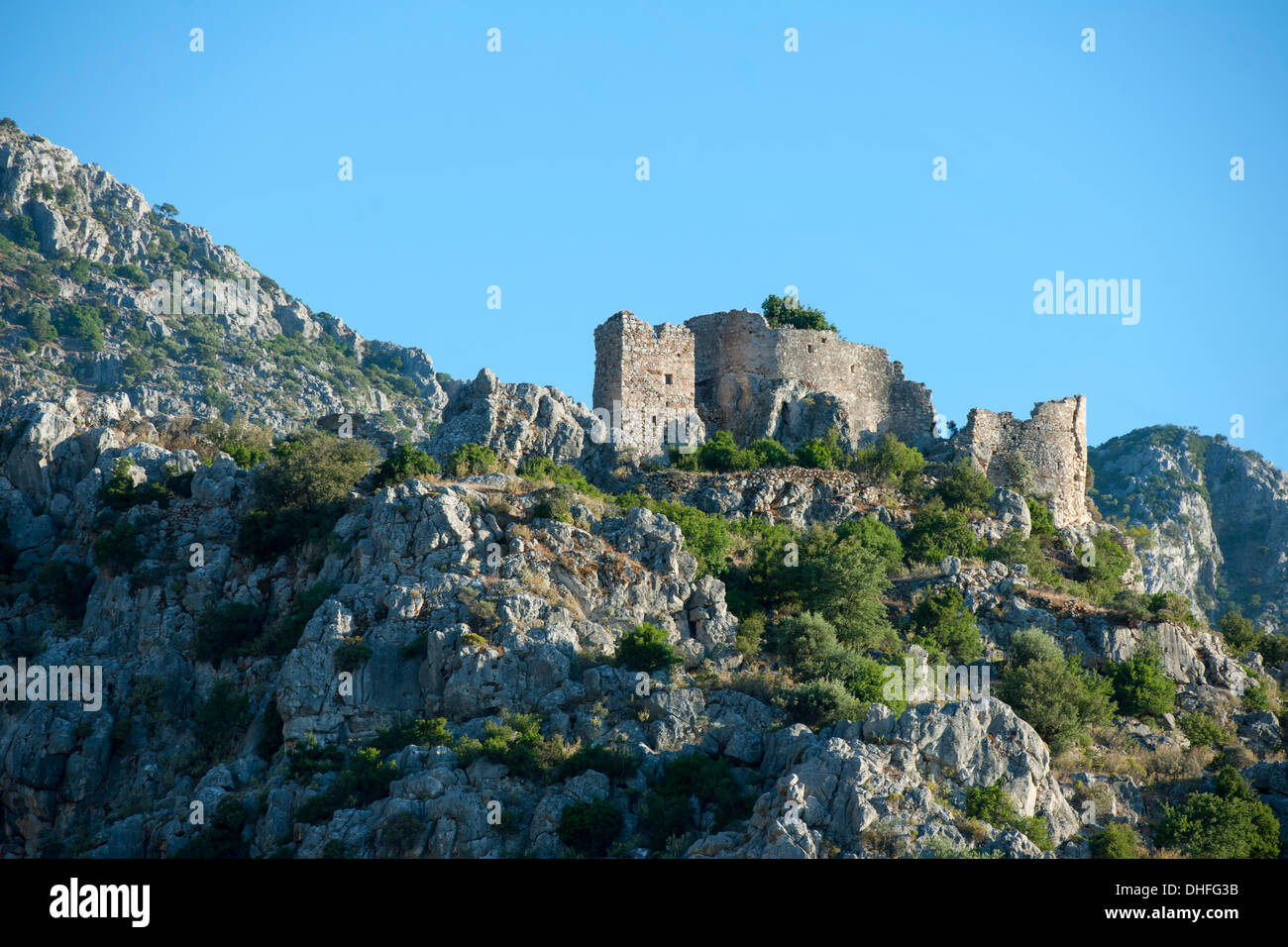 Türkei, Provinz Mugla, Bozburun-Halbinsel, Selimiye, Burgruine Stock Photo