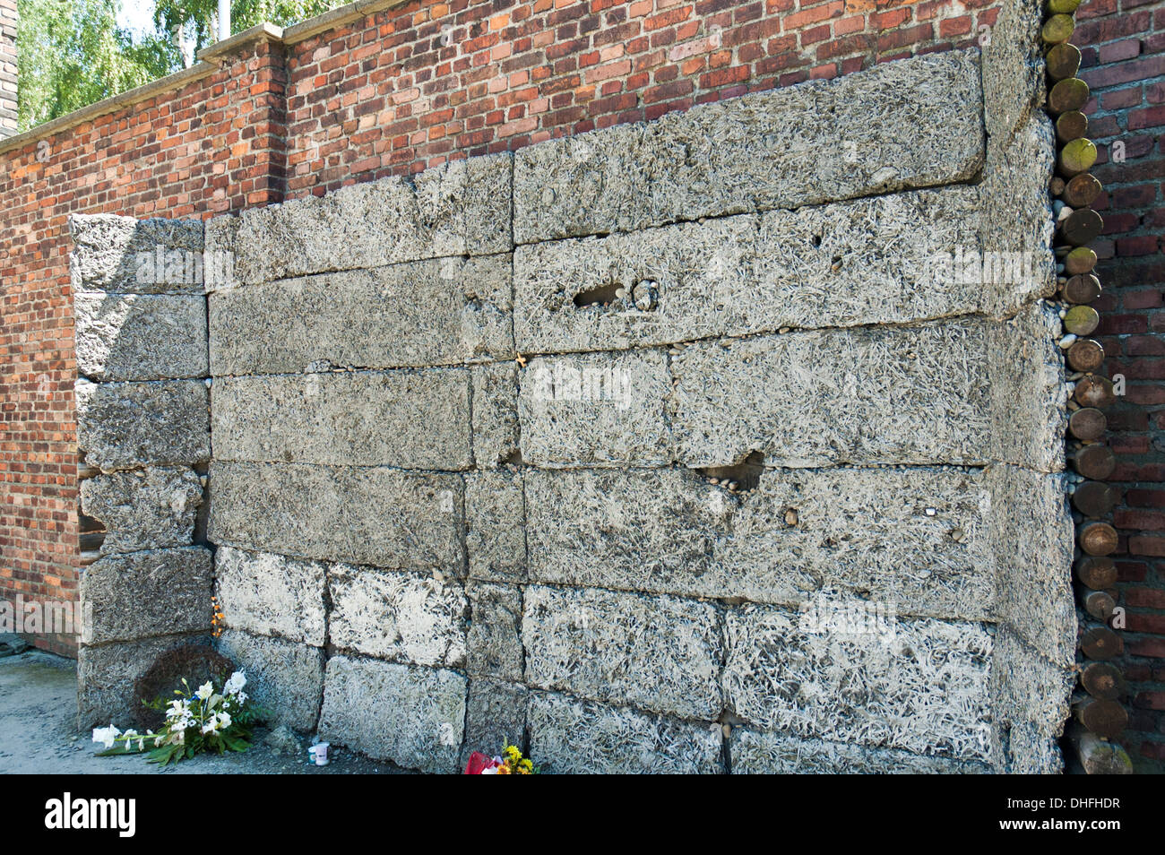 The execution wall in Auschwitz concentration camp Stock Photo