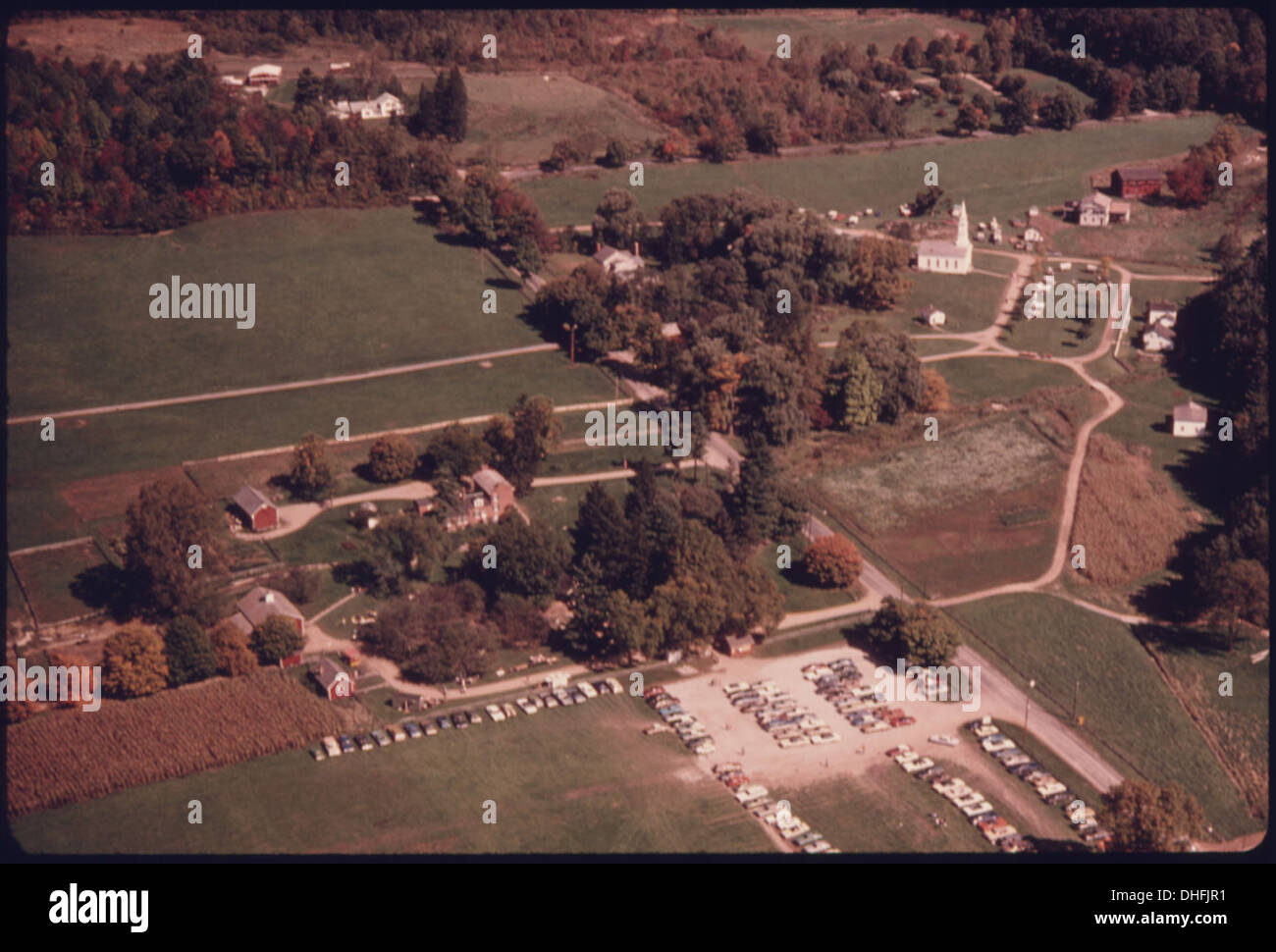 AERIAL VIEW OF THE HALE FARM AND WESTERN RESERVE VILLAGE NEAR BATH AND