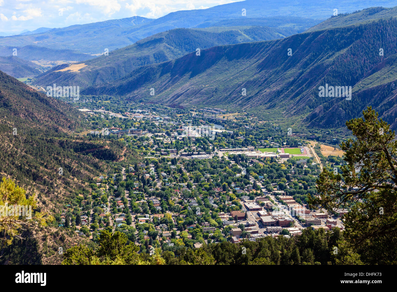 Ariel view of Glenburn Springs town in north Colorado, USA. Stock Photo