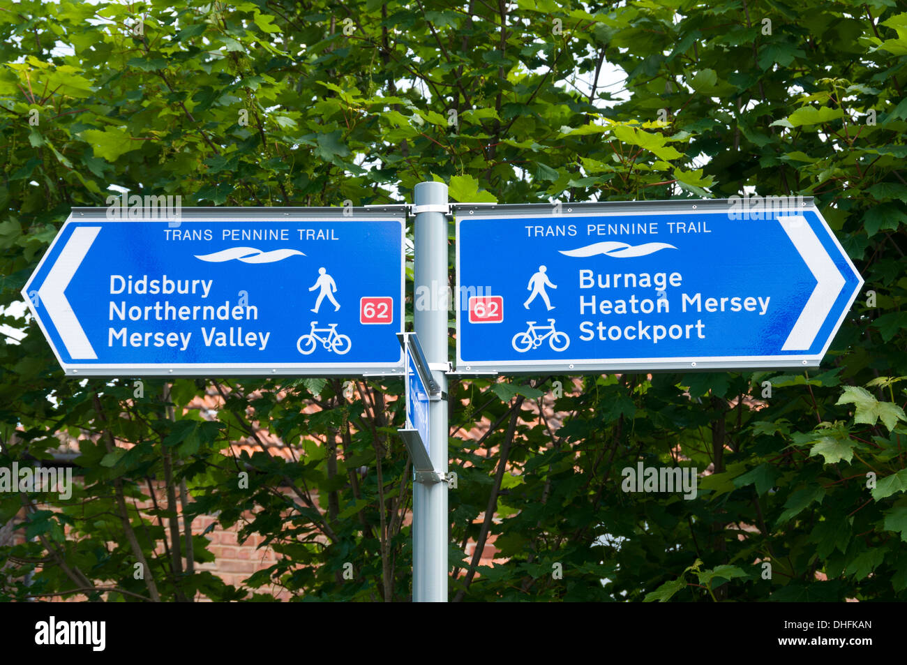 Trans Pennine Trail sign at Didsbury, Manchester, England, UK Stock Photo