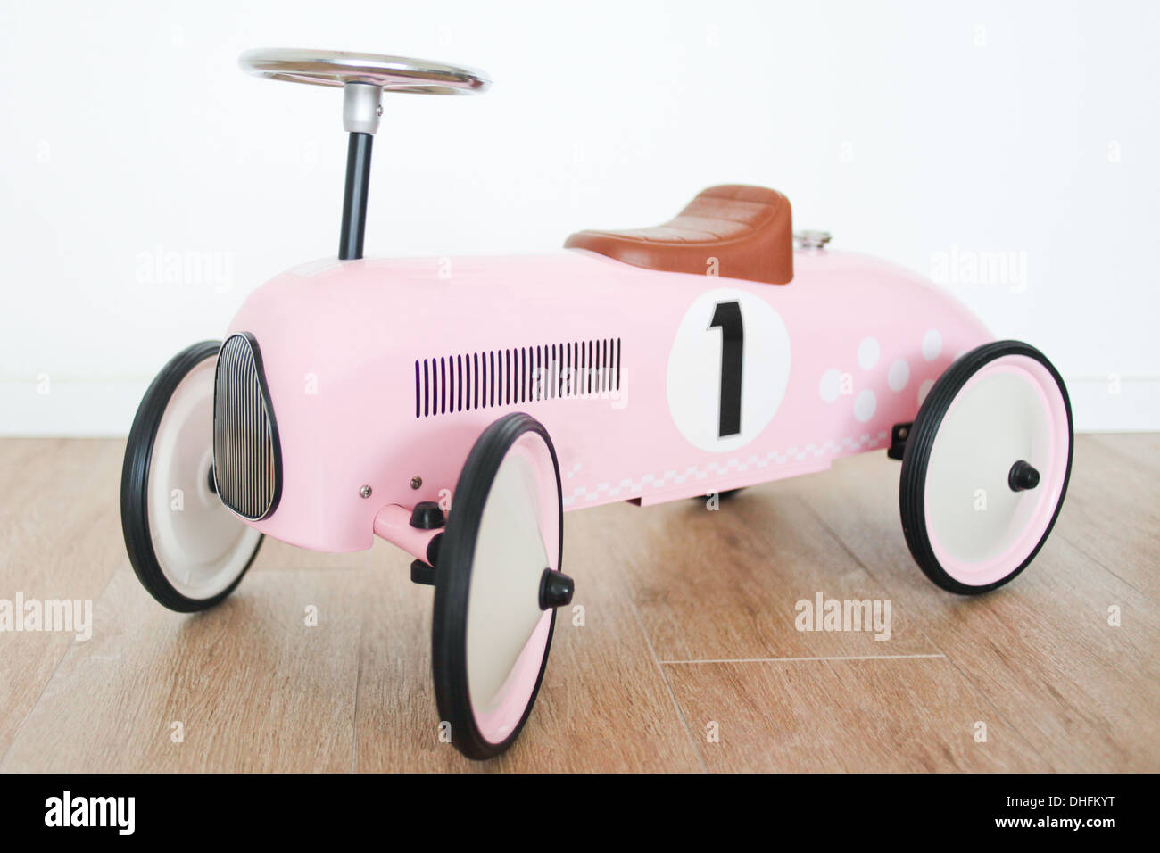 retro pink toy car Stock Photo