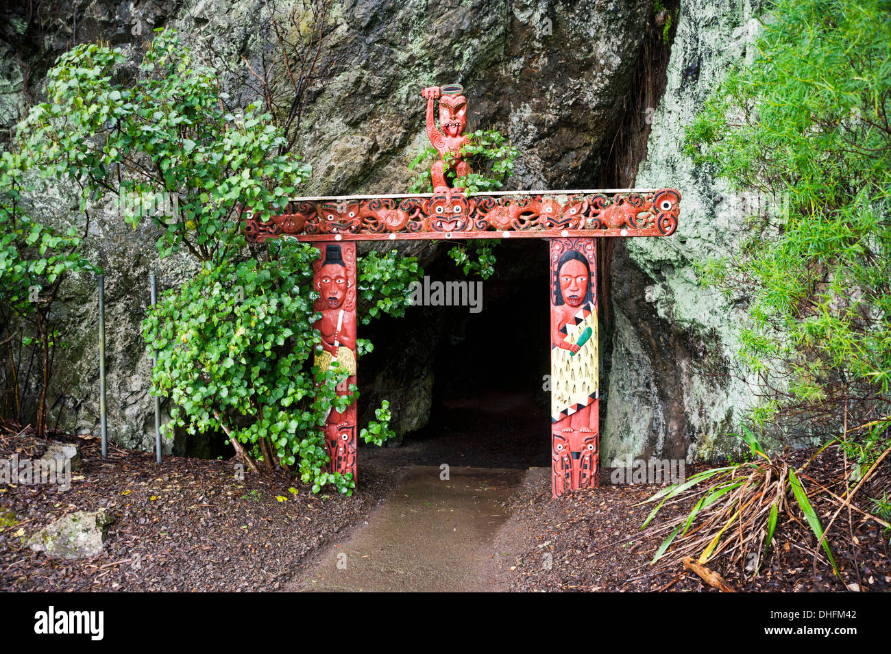 Muriwai's Cave, Whakatane, New Zealand. Originally housing Maori people. Stock Photo
