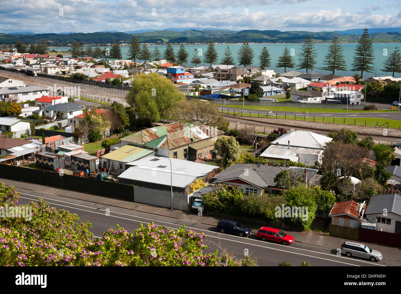 View of a suburb of the City of Napier, New Zealand Stock Photo