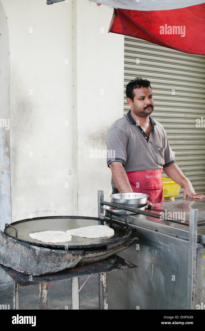 Roti canai maker/seller Stock Photo