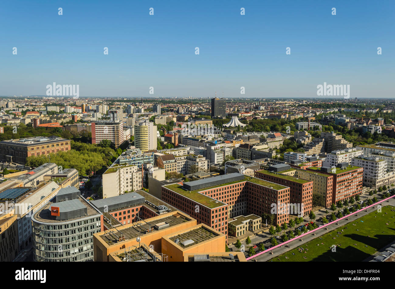 Aerial view of Berlin from high rise building at Potsdamer Platz Stock