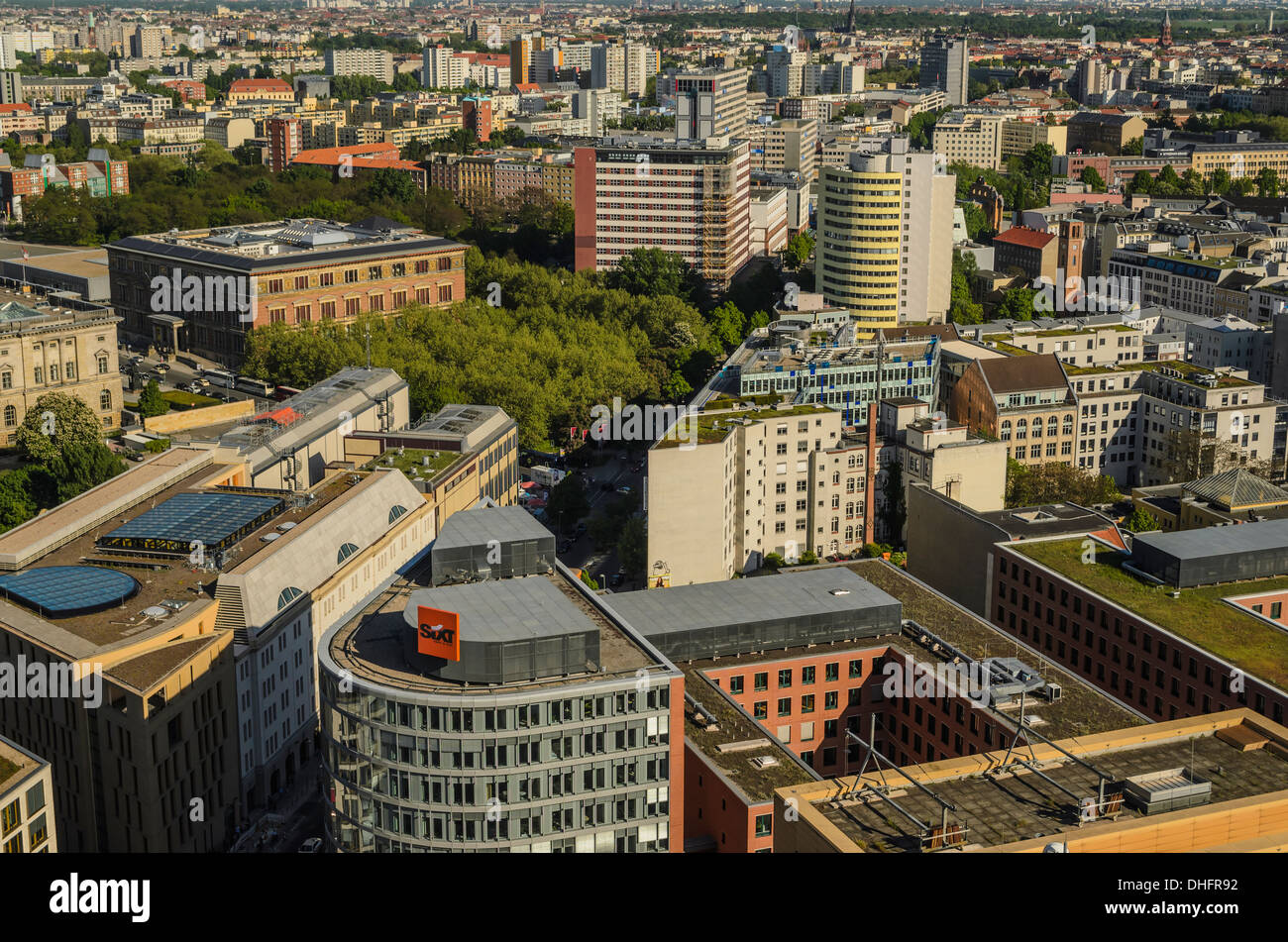 Aerial view of Berlin from high rise building at Potsdamer Platz Stock