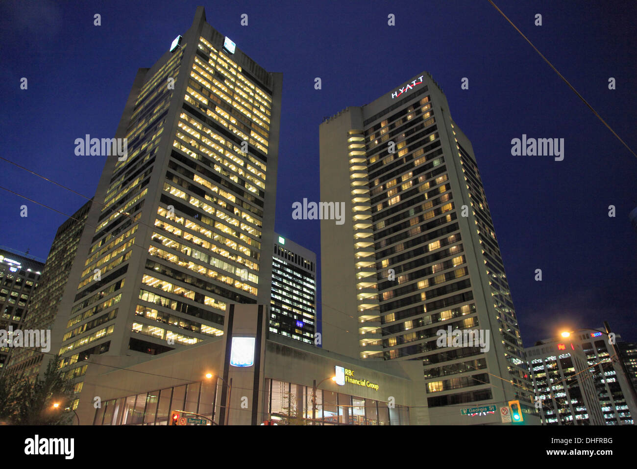 Canada, Vancouver, RBC Bank, Hyatt Hotel, Stock Photo