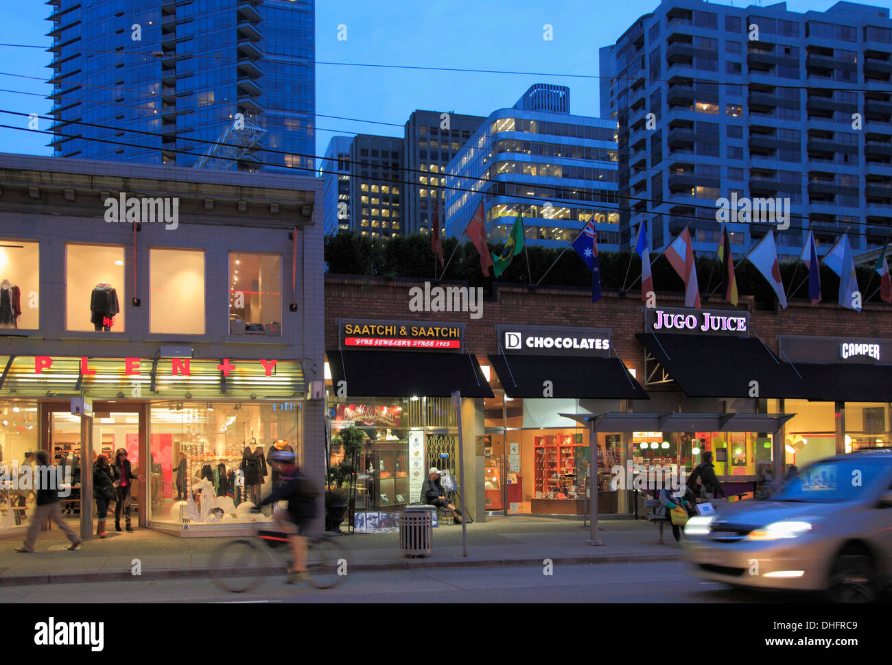 Canada, Vancouver, Robson Street, at night Stock Photo Alamy