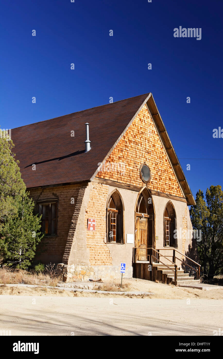 Hearst Church (1898), currently houses Grant County Art Guild, Pinos Altos, New Mexico USA Stock Photo