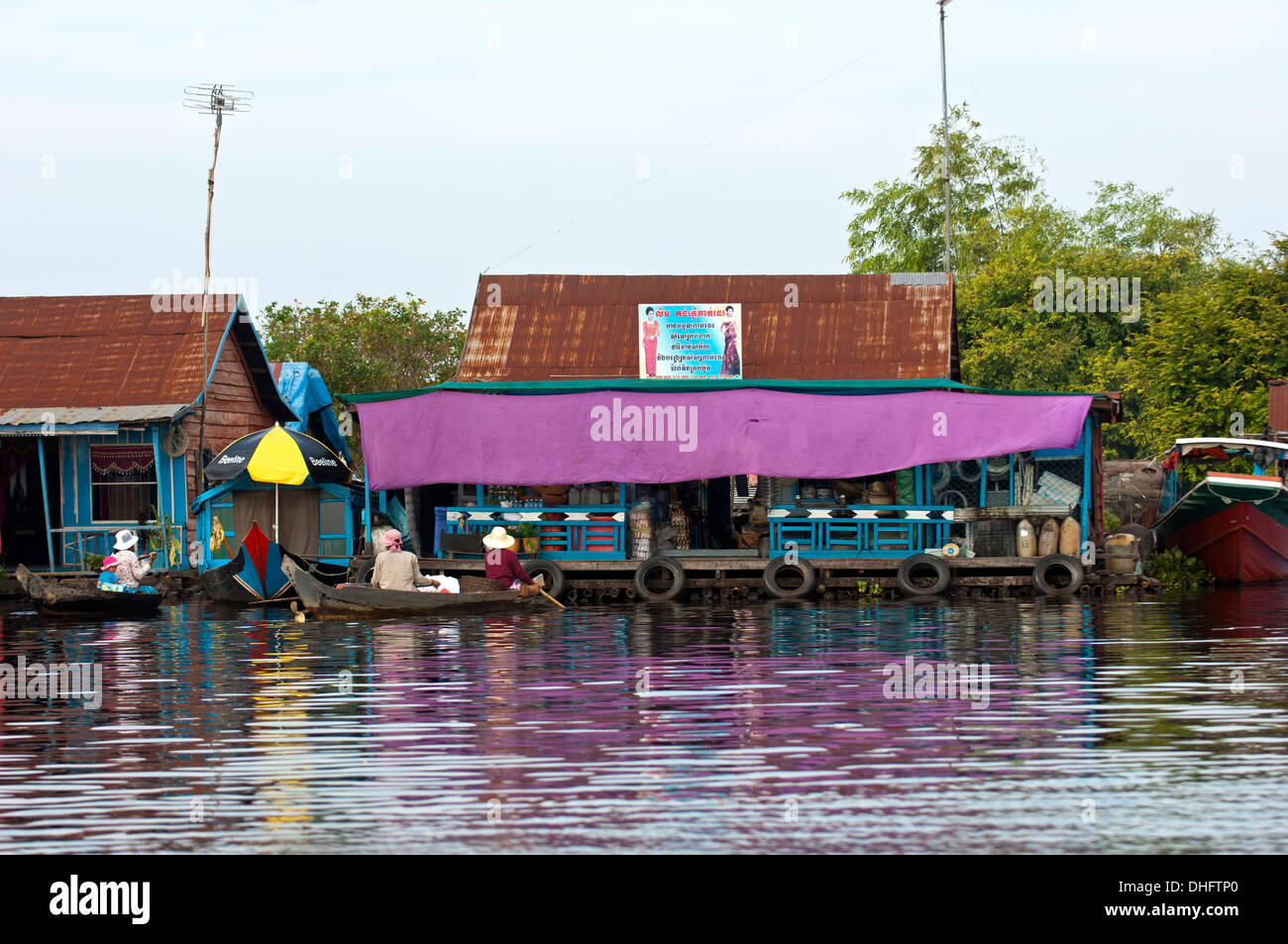 Shop in a floating village on the Tonle Sap lake, Cambodia Stock Photo