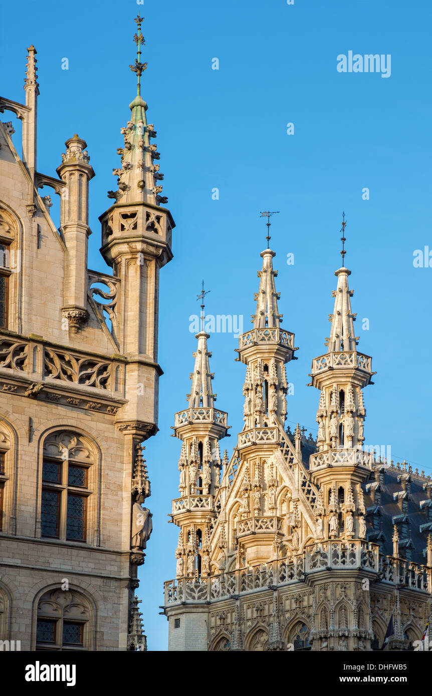 Leuven - Gothic town hall in morning light Stock Photo