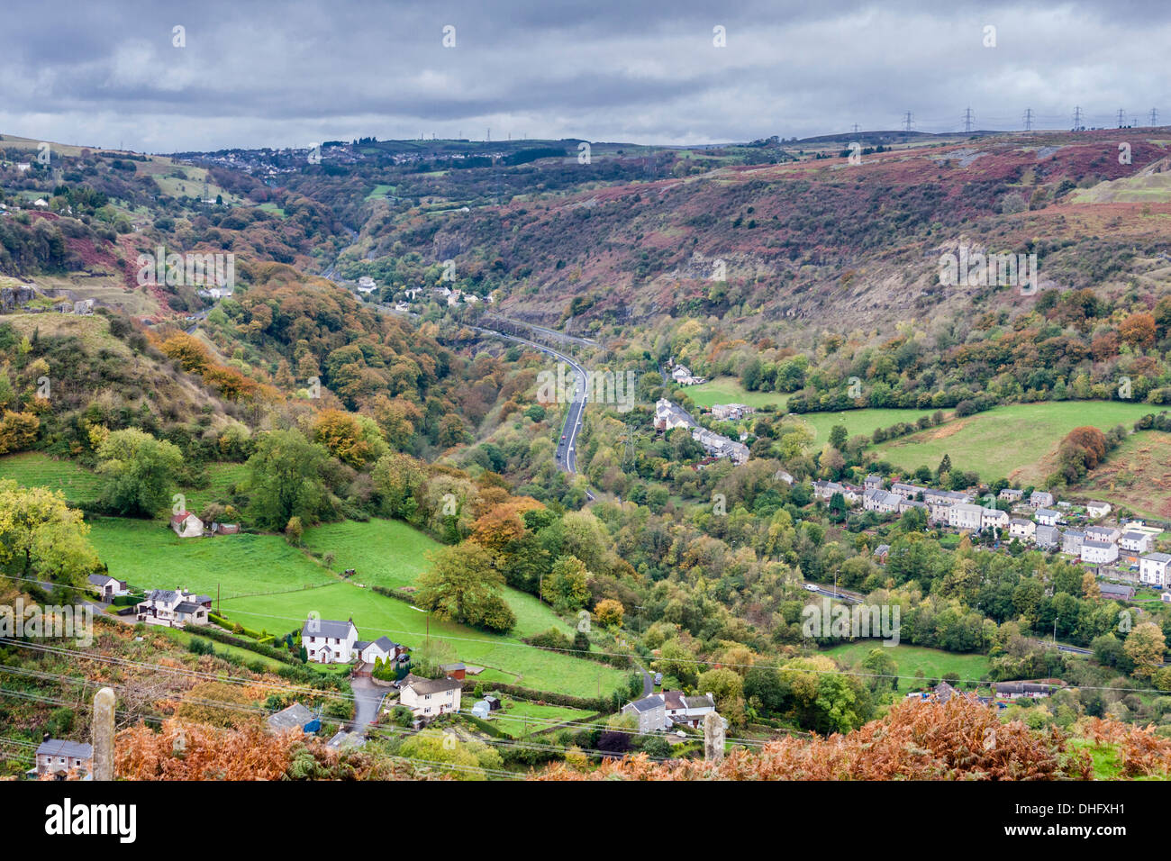 View over Clydach and the Heads of the Valleys Road, Monmouthshire