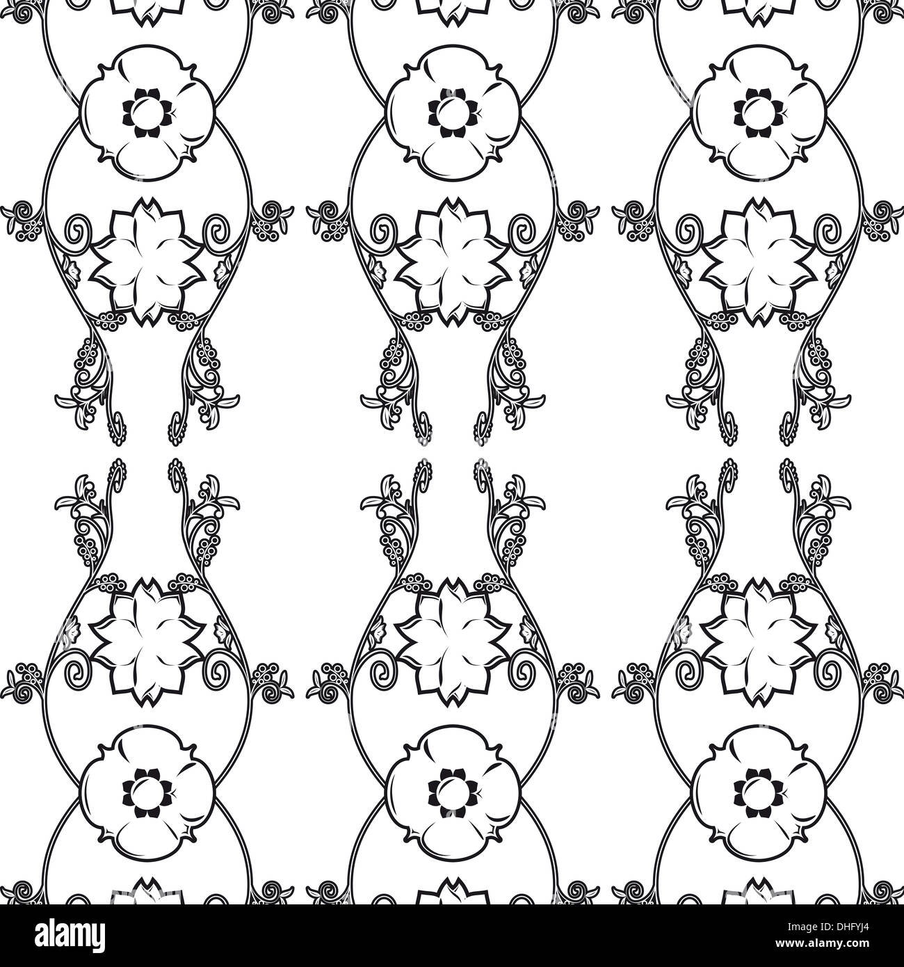 Vector illustration of a black and white vintage seamless pattern ...