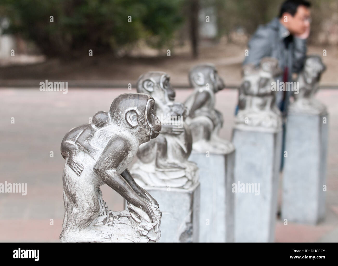 Monkey statues in Beijing Zoo in Xicheng District, Beijing, China Stock
