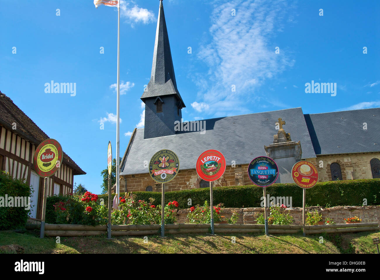 Camembert village signs Stock Photo