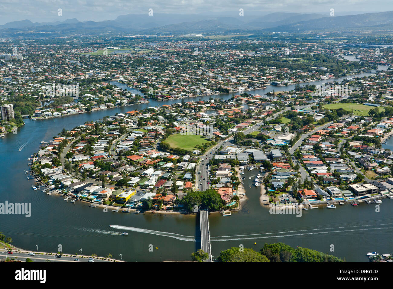 Australia, Queensland, Gold Coast, evening view of Isle of Capri