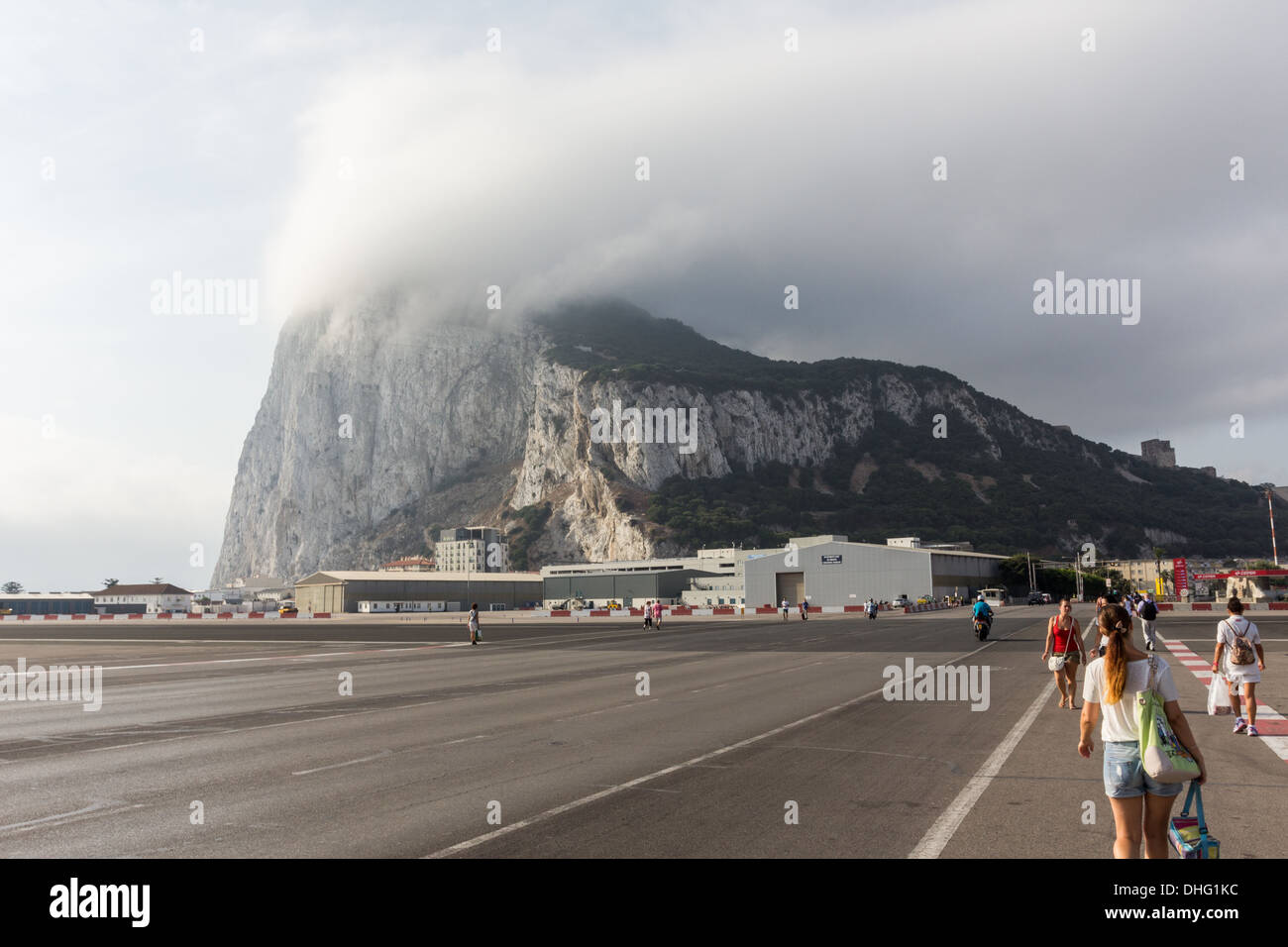 Gibraltar Airport and Rock of Gibraltar Stock Photo