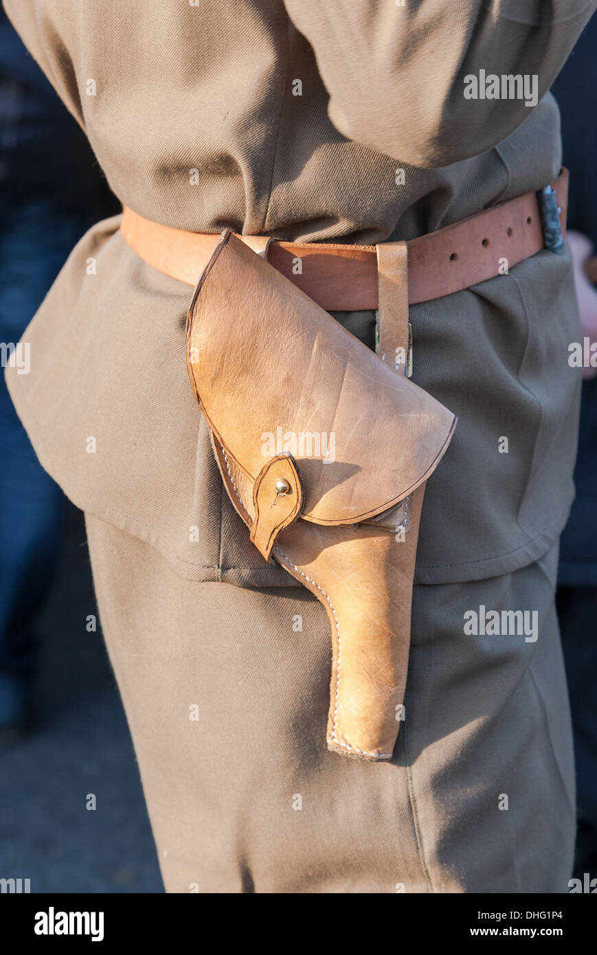 Retro leather holster Stock Photo