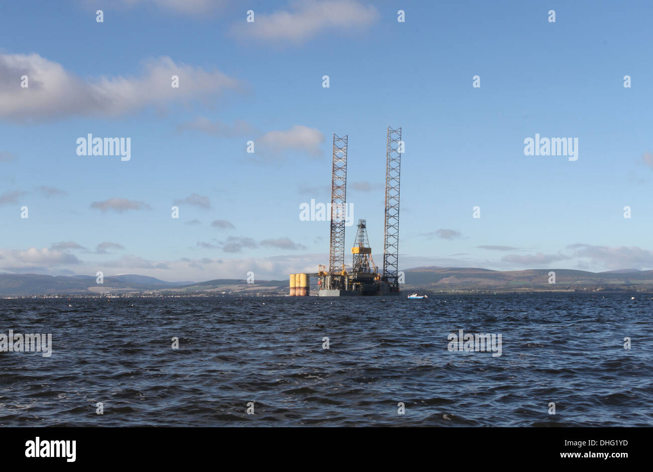 Oil Rig in Cromarty Firth Scotland November 2013 Stock Photo