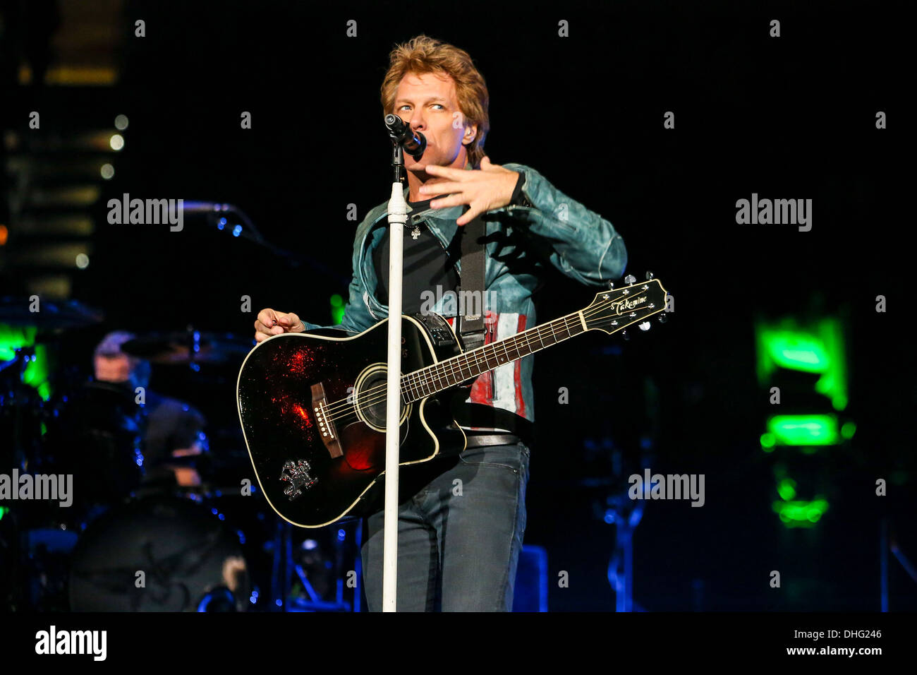 Bon Jovi performs in concert as part of their 2013-2014 Because We Can World Tour. Stock Photo