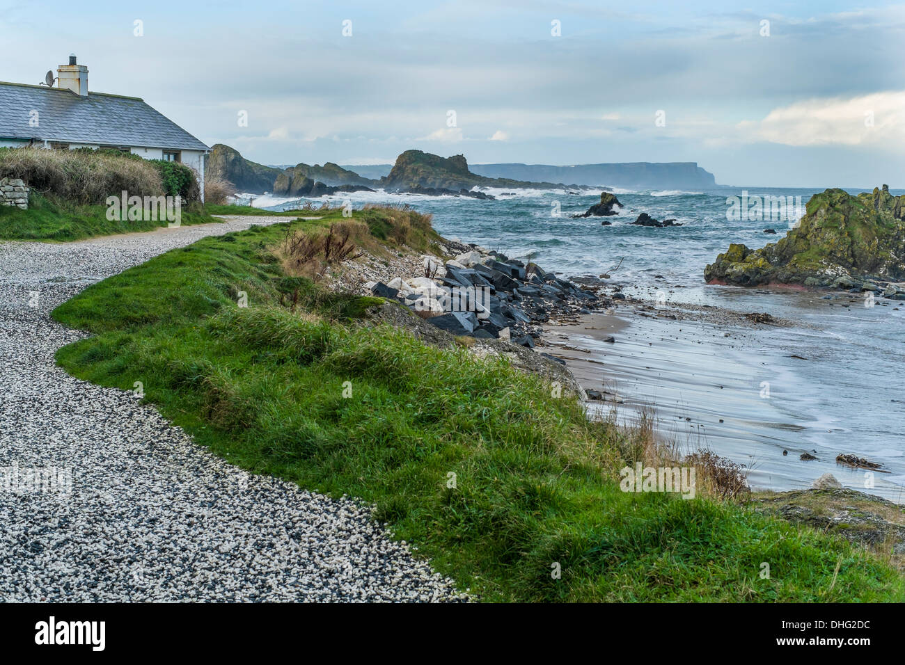Coastal path from Ballintoy Harbour to the cottage Stock Photo Alamy