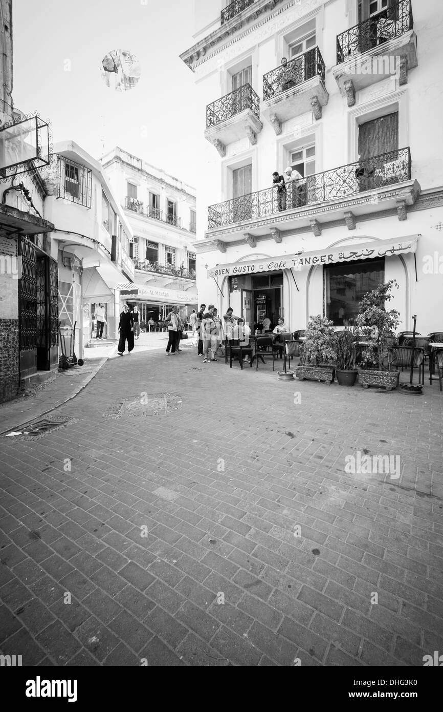 Street and buildings in the center of Tangier in Morocco Stock Photo