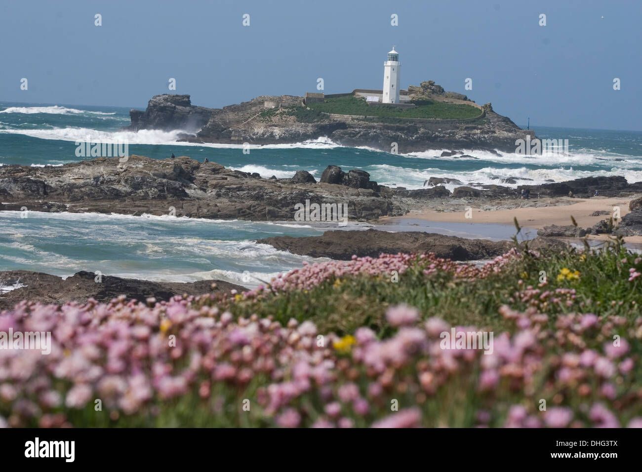Godrevy lighthouse landscape Stock Photo